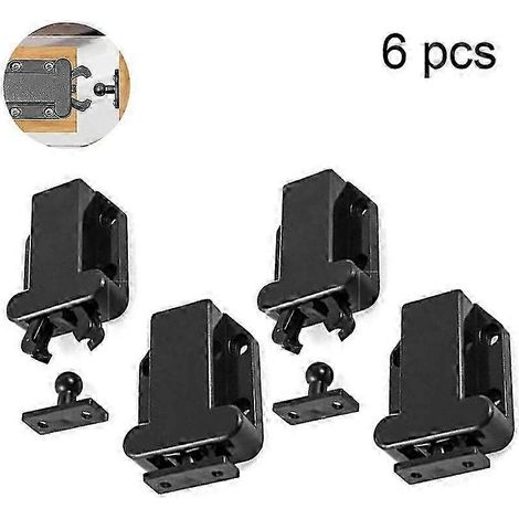 Lot de 6 loquets à ressort avec vis, verrou de porte à déverrouillage tactile pour portes de placards de cuisine et meubles de maison, bleu (1/4)