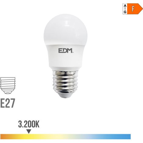 Ampoule LED Sphérique EDM E27 8,5W 880lm 3000K Lumière Chaude Ø4,5x8,6cm (1/3)
