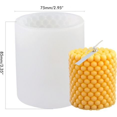 Moule à bougie à bulles en silicone, moule à bougie rond, moule à bougie 3D à bulles en silicone, moule à bougie en plâtre en forme de colonne (1/5)