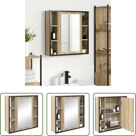 vidaXL Miroir plan - Armoire Miroir Chêne Sonoma 60 x 16 x 60 cm Bois d'ingénierie (1/5)