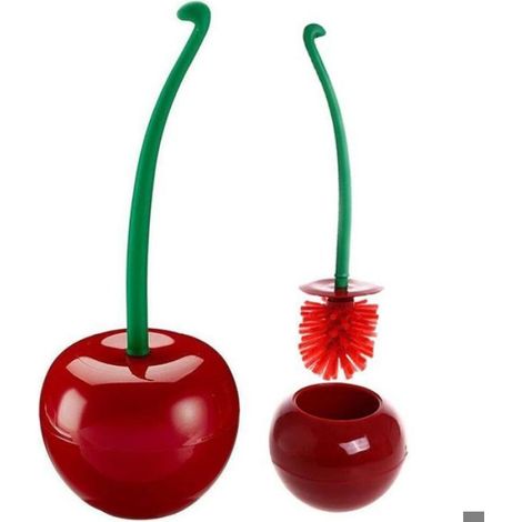 1 Ensemble brosse toilette, design cerise, tête épaisse, poignée antidérapante, crochet suspension, salle de bain (1/4)