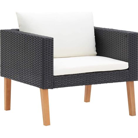 Maison Exclusive - Canapé simple de jardin avec coussins Résine tressée Noir (1/5)