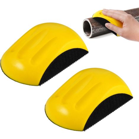 2 Pèces Blocs de Ponçage Manuel de 125 mm, Conception Ergonomique Bloc de Ponçage à Main Crochet et Boucle Support, Forme Souris, pour Cale a Poncer Carrosserie, Artisanat et Travail du Bois (1/5)