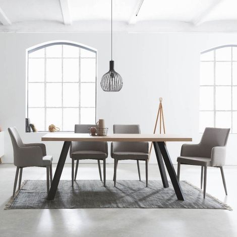 Tavolo da Pranzo Marburg 180×100 cm Rovere Noce e Acciaio Antracite – Design Industriale (1/5)