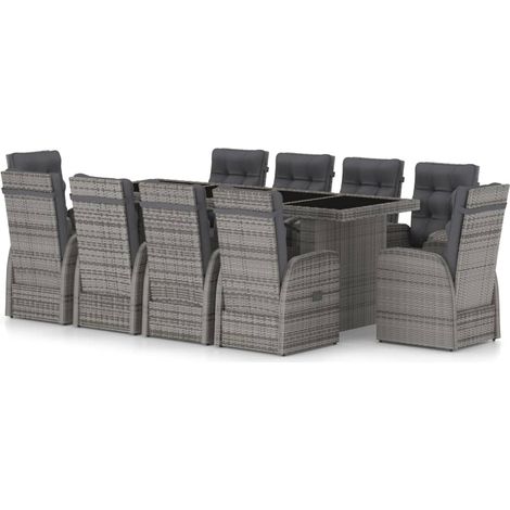 Maison Exclusive - 11-tlg. Garten-Essgruppe mit Auflagen Poly Rat
