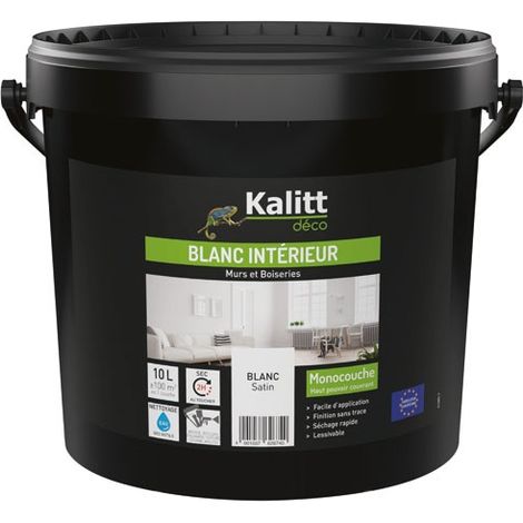 Kalitt Wand- und Deckenfarbe Monokomponent Acryl Weiß Satin 10 L - Kalitt Deco