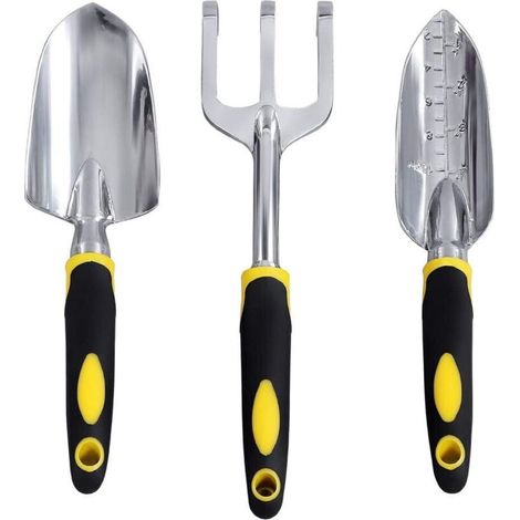 3PCS Outils de Jardinage Ensemble, Mini-jardin Usine Outil Souple Antidérapant Poignée de Jardinage Pelle Râteau Spade pour Plante En Vrac Sol Au Hasard