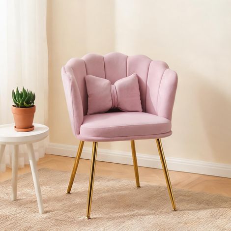 Fauteuil coloris rose en velours 63 x 58 x 77 cm (1/5)