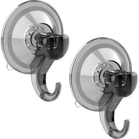Set di 2 robusti ganci a ventosa trasparenti da 3 kg con supporto a parete in plastica per bagno, ufficio, portasciugamani, appendiabiti, portasciugamani da cucina. (1/5)