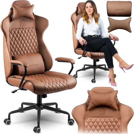 Chaise de bureau ergonomique sofotel werona - marron - modele 2582 (1/5)