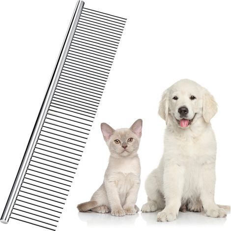 Edelstahl-Tierkamm, Tierpflegekamm, Hundekamm mit runden Zinken