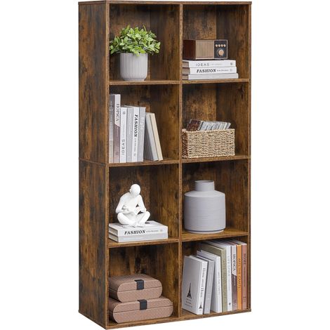 Bibliothèque, Étagère, Meuble de Rangement avec 8 Compartiments, Étagère sur Pied, Bibliothèque Cubique, pour Salon, Bureau, Salle à Manger, Marron Rustique LBC024T01 (1/5)