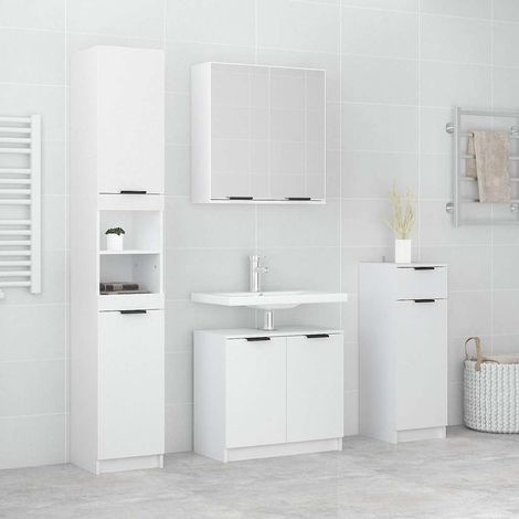 vidaXL Juego de muebles de baño 4 piezas madera contrachapada blanco (1/5)