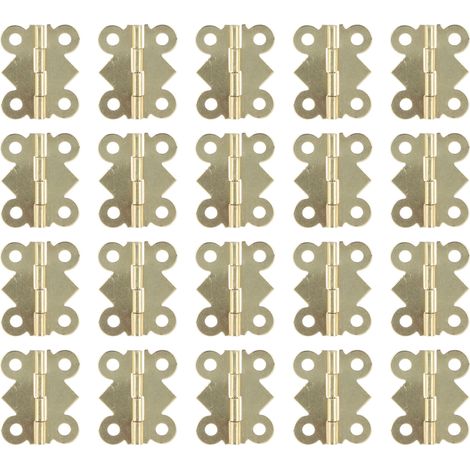 Lot de 20 charnières en fer, fixation par vis, pour porte de meuble en bois, 25 x 20 mm