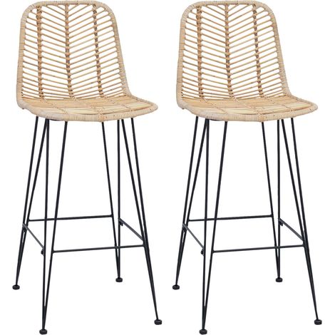 Chaise de bar 2 pcs  Tabouret de bar Naturel 44,5 x 53 x 111 cm Rotin et métal
