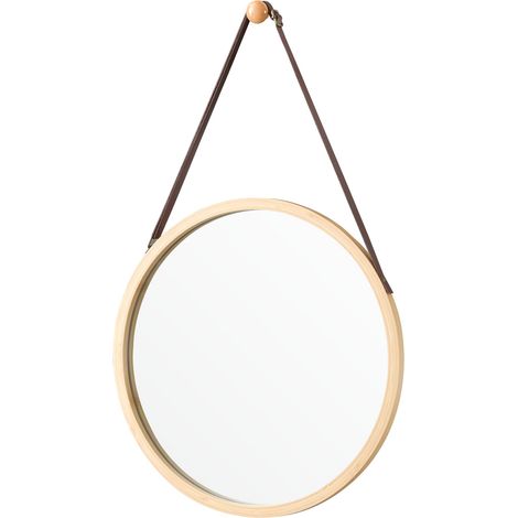 Specchio da parete con cornice in bambù 35 cm 030007893