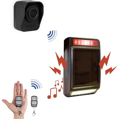 Alarme extérieure autonome sans fil longue distance (600m) - Détecteur de mouvements (piles) + sirène solaire (DA600+) (1/5)