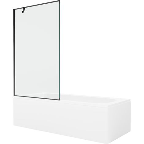 Mexen Vega vasca rettangolare 170 x 70 cm con pannello e paravento 1 anta 100 cm, motivo nero - 550117070X9510007070 (1/5)