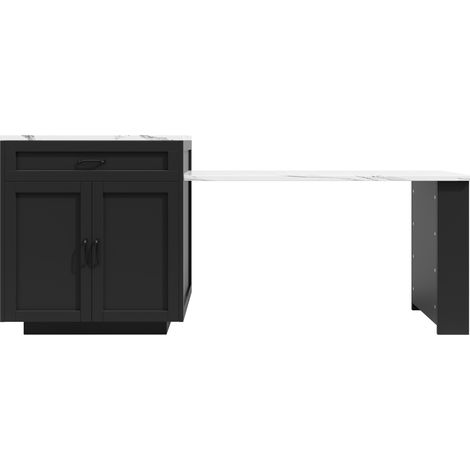 Isla de cocina extensible con almacenaje, 204 x 70 x 93,5 cm, MDF negro (1/5)