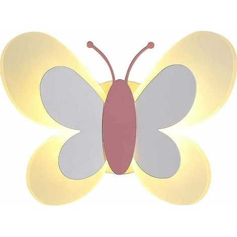 Applique Murale Interieur LED papillon mignon Applique Murale pour chambre d'enfant Decor Wall Decor, lampe de chevet, veilleuse intérieure, (Lumière blanc chaud)-- (1/5)