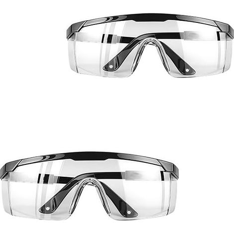 Gafas de seguridad transparentes, 2 gafas protectoras, gafas de seguridad transparentes, gafas de laboratorio antivaho, gafas de protección antiarañazos para adultos para el trabajo, el hogar, la jard (1/5)