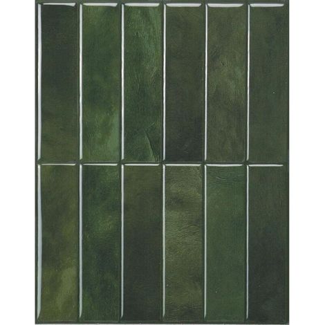 Lot de 5 autocollants pour carrelage, vert, adhésif, 29x23 cm x 1 mm, décoration murale