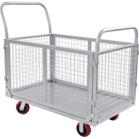 Robuster Plattformwagen mit Gitterkorb Handwagen 40 x 24 Zoll, Rollkorb mit einer Tragkraft von 200 kg und Rädern, Wagen mit 5-Zoll-Lenkrollen, Plattformwagen (1/5)