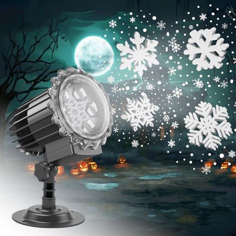 Projecteur de flocons de neige d'extérieur étanche 9 W, modèle 3D, idéal pour la décoration du sapin de Noël, Halloween, les fêtes et les festivals. (1/5)