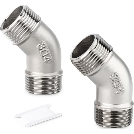 1 pièces coude à 45 degrés en acier inoxydable 304, tuyau mâle 1"BSP vers femelle 1"BSP, raccord de tuyauterie 304 Mbsp X Mbsp(45 Degrés) 3/4"BSP(2 PCS) (1/5)