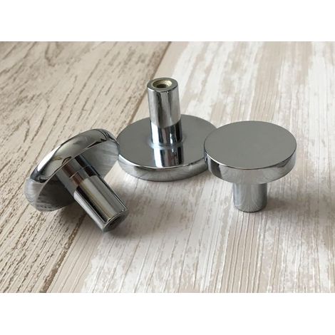 Set mit 8 polierten Chrom-Schrankknöpfen, runden Zink-Türgriffen, für Schubladen, Kommoden, Küche und Badezimmer, 28 x 20 mm (1/5)