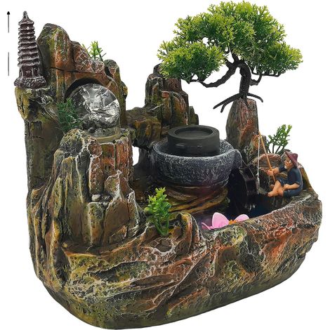 Wasserbrunnen, leise Pumpe, LED-Lichter, Mehrfarbig (1/2)