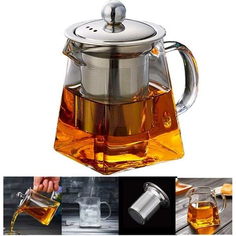 Théière Théière en verre 350 ml Passoire inox amovible (350 ml)-Fei Yu