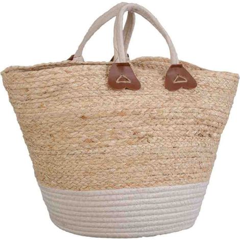 Capazo fibra natural tejido artesanal marrón 33x33x29/40 (1/4)