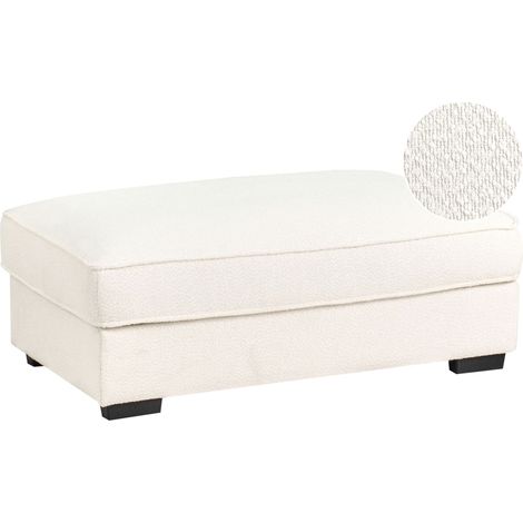 Pouf imbottito in bouclé bianco sporco rettangolare Render