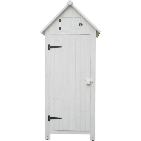Armadio foresta casetta da giardino in legno di abete colore bianco 0,77x0,55x1,79h con 3 ripiani - Foresta (1/9)