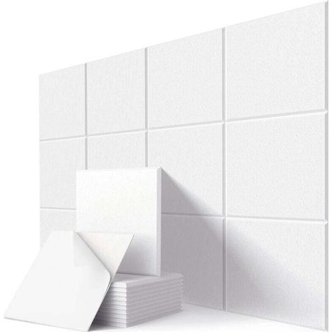 12 quadratische Akustikpaneele – Echounterdrückung – für Studios, Büros, Wohnungen – 30 x 30 cm – Weiß