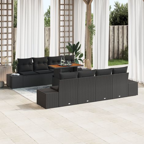 Maison Exclusive - Garten Essgruppe mit Kissen 9 pcs Schwarz und (1/5)