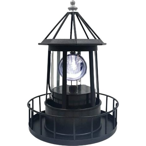 Faro solare a LED con rotazione a 360 gradi, decorazione per patio, camino da giardino impermeabile, luce scultorea per esterni per vialetti e cortili (1/5)