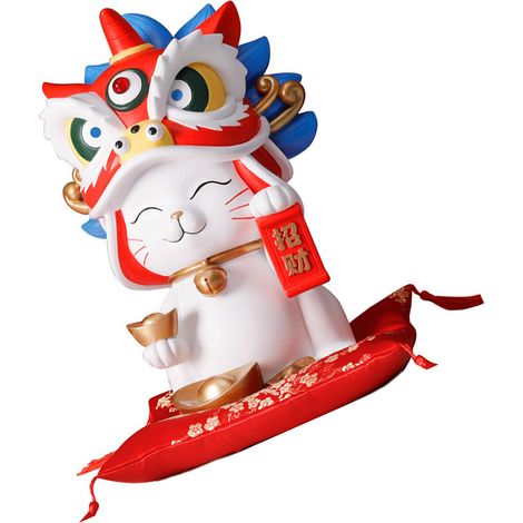 Figura decorativa Lucky Cat Safe [resina blanca] para oficina y negocios – Resistente y práctica, 28 cm (1/5)
