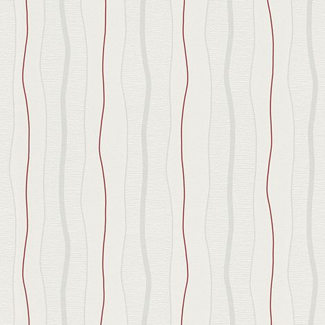 Papiers peints crème & rouge pour cuisine | Papier peint crème & rouge à rayures | Tapisserie crème et rouge intissée style moderne - 10,05 x 0,53 m (1/5)