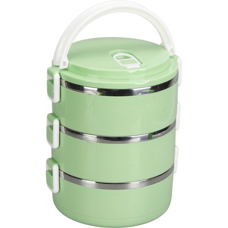 Tragbare Bento-Lunchbox aus Edelstahl 304, Thermozylinder, dreilagig, nordisch grün, ideal für Schule, Büro und Outdoor. (1/5)