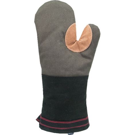Guantes de cocina gruesos, grandes y largos, 2 unidades, de cuero y poliéster, antideslizantes, lavables, profesionales, para uso diario (gris). (1/5)