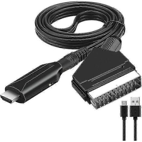 Câble convertisseur SCART vers HDMI, câble adaptateur vidéo SCART vers HDMI pour ancien DVD vers HDTV de 1 mètre (AF szshsy1182) (1/5)
