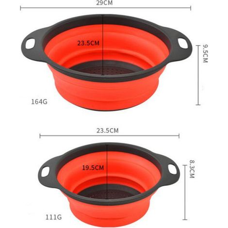 Ensemble de passoires pliables en silicone - - 4 passoires - 2x quatre litres - 2x deux litres - Rouge - Pliable (1/5)