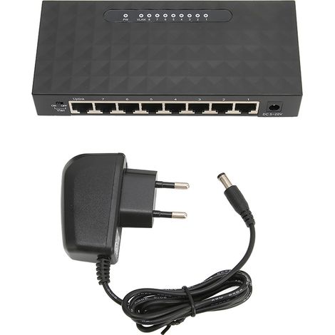 Commutateur Ethernet Gigabit 8 Ports 1000Mbps, Adaptateur Réseau Auto-adaptatif pour Bureau et Maison, Alimentation 100-240V avec Prise UE (1/5)