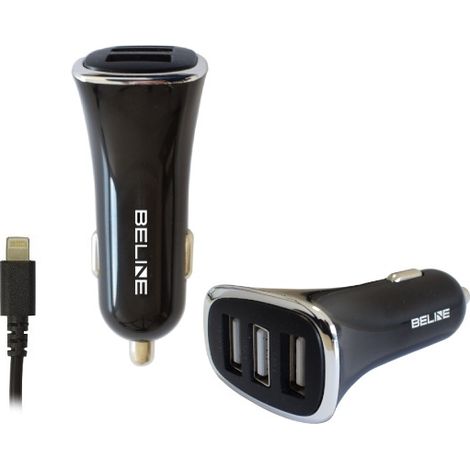 Beline ład. sam. 3xusb + lightning 4a czarna/black iphone 5/6/7/8/x/xs/xr