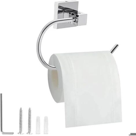 Toilette en Acier Inoxydable Support Derouleur Papier Toilette Murale Perçage avec Vis Fixes pour Salle de (1/4)