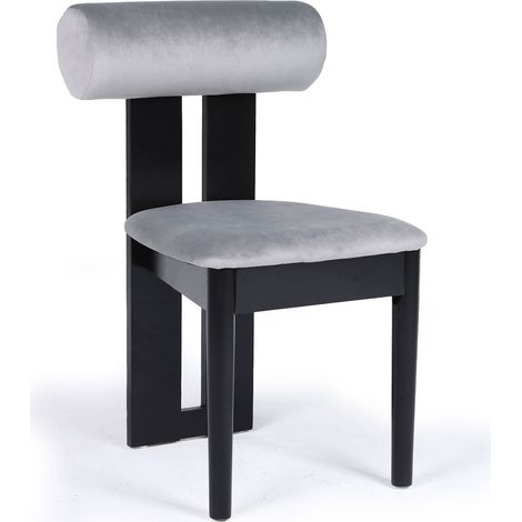 Chaise Design en Velours "Jasper" 79cm Gris & Noir (1/5)