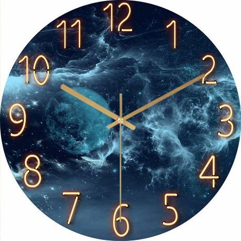 royaluxe - Horloge murale silencieuse, horloge murale de 12 pouces sans bruits de tic-tac, galaxie étoiles espace extra-atmosphérique ciel étoilé horloge murale décor à la maison pour salon chambre d' (1/2)