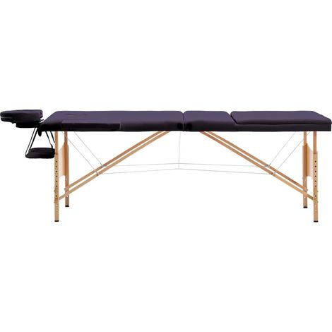 vidaXL Camilla de masaje plegable 3 zonas madera morado (1/2)